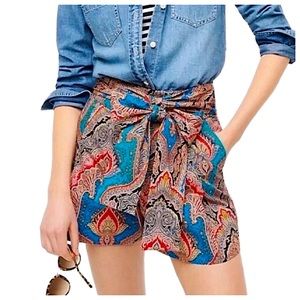 J. CREW Black Label Vintage Inspired Moroccan/Paisley Belted Shorts NWT